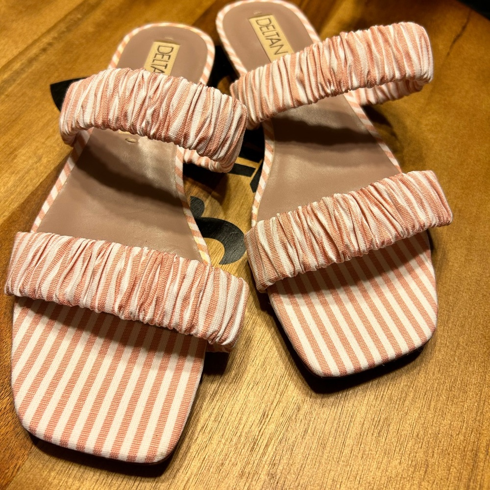 Deltan two band striped sandals | NWOB